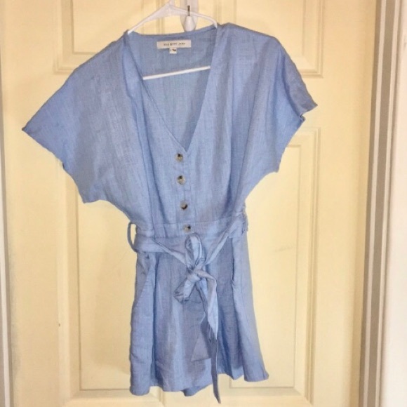 Anthropologie Blue Romper | The Good Jane | S EUC Preppy Summer Coastal Grandma - Picture 5 of 6